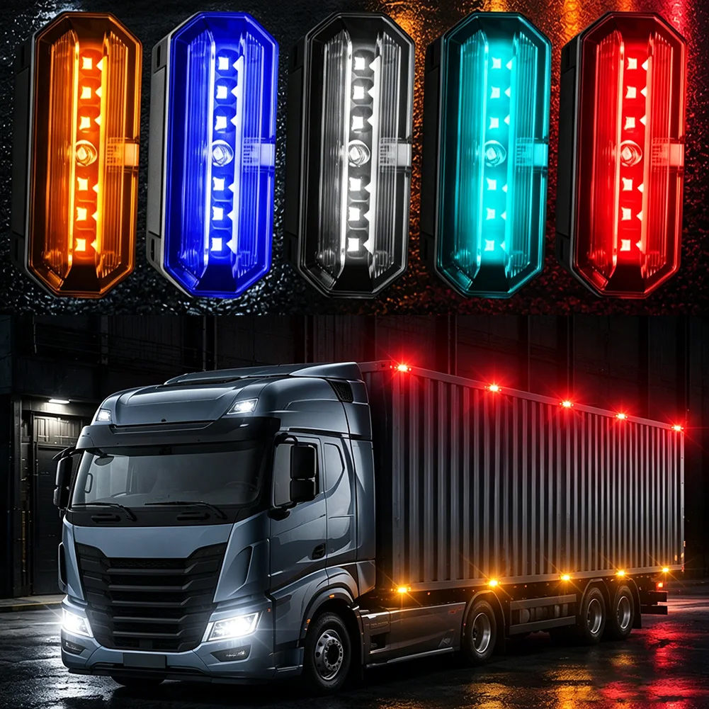 Waterproof Solar Side Marker Warning Light Vibration Light Sensor Right Angle Lamp Fit Truck Semi-Trailer Trailer
