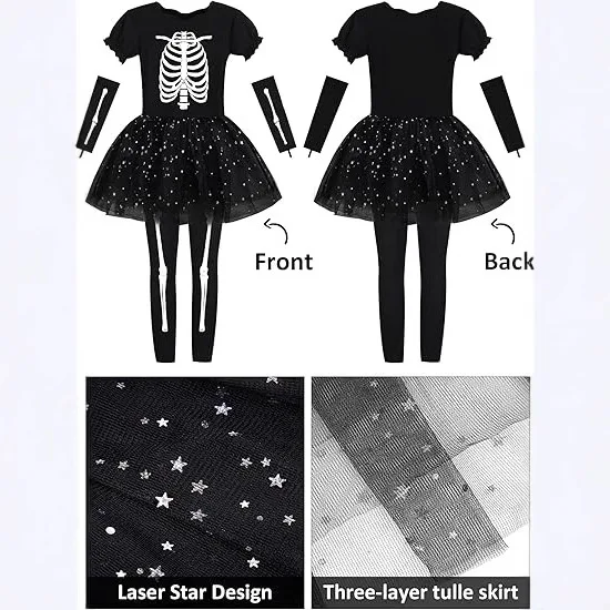 Halloween Girl Costume Glow Skeleton 4