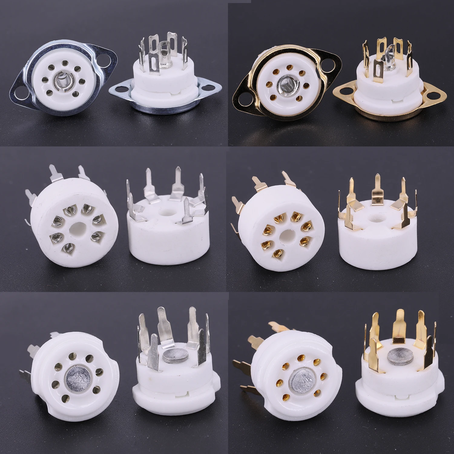2PCS 6X4 6Z4 EZ90 EF95 6AU6 6J4 EF94 6J2 6J1 6C4 6AV6 6AQ5 Tube Socket Gold Plated For B7G 7Pin Tube Socket Amplifier Audio DIY