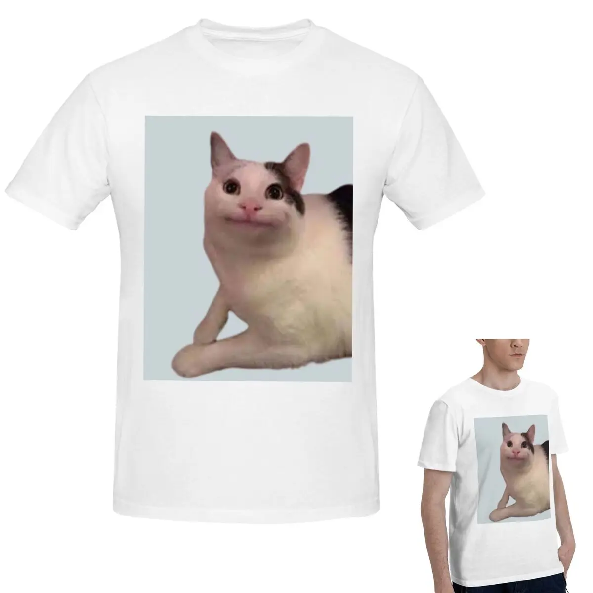 

100% Cotton Beluga Cat T-Shirt Men's Classic Oversized T Shirt Men Round Neck Summer Shirts Tops S-6XL