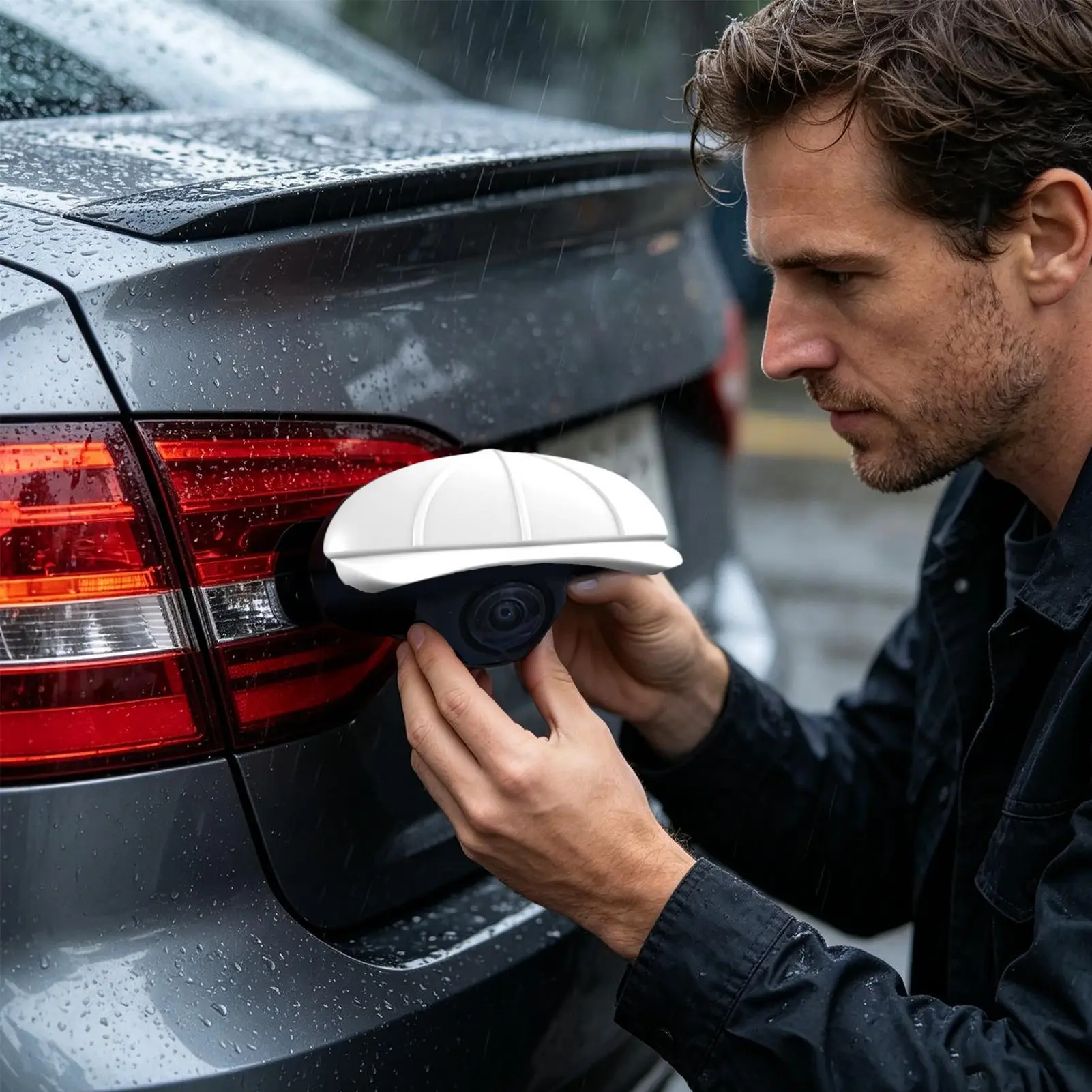 Car Rear View Camera Cover Hat Shape Reversing Lens Protector Sticker Car Camera Cover For Road Trip Daily Commute Rainy Day