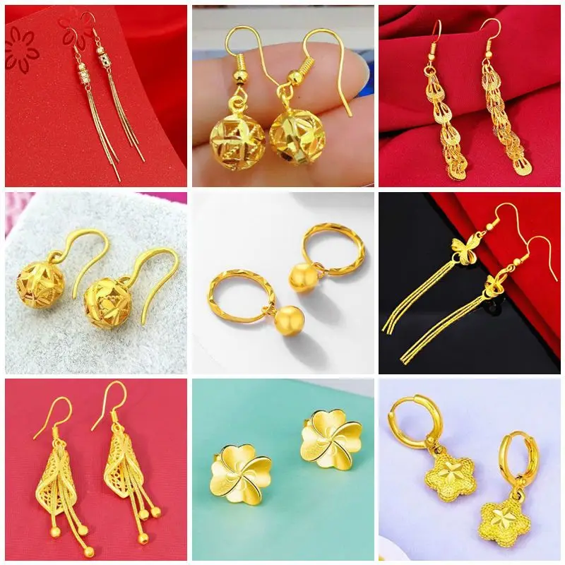 UMQ Vietnam Sha Jin Da Water Drop Earrings Long Non-Fading Custom Ornament Ladies Ear Clip to Give Mom Wife Ornament