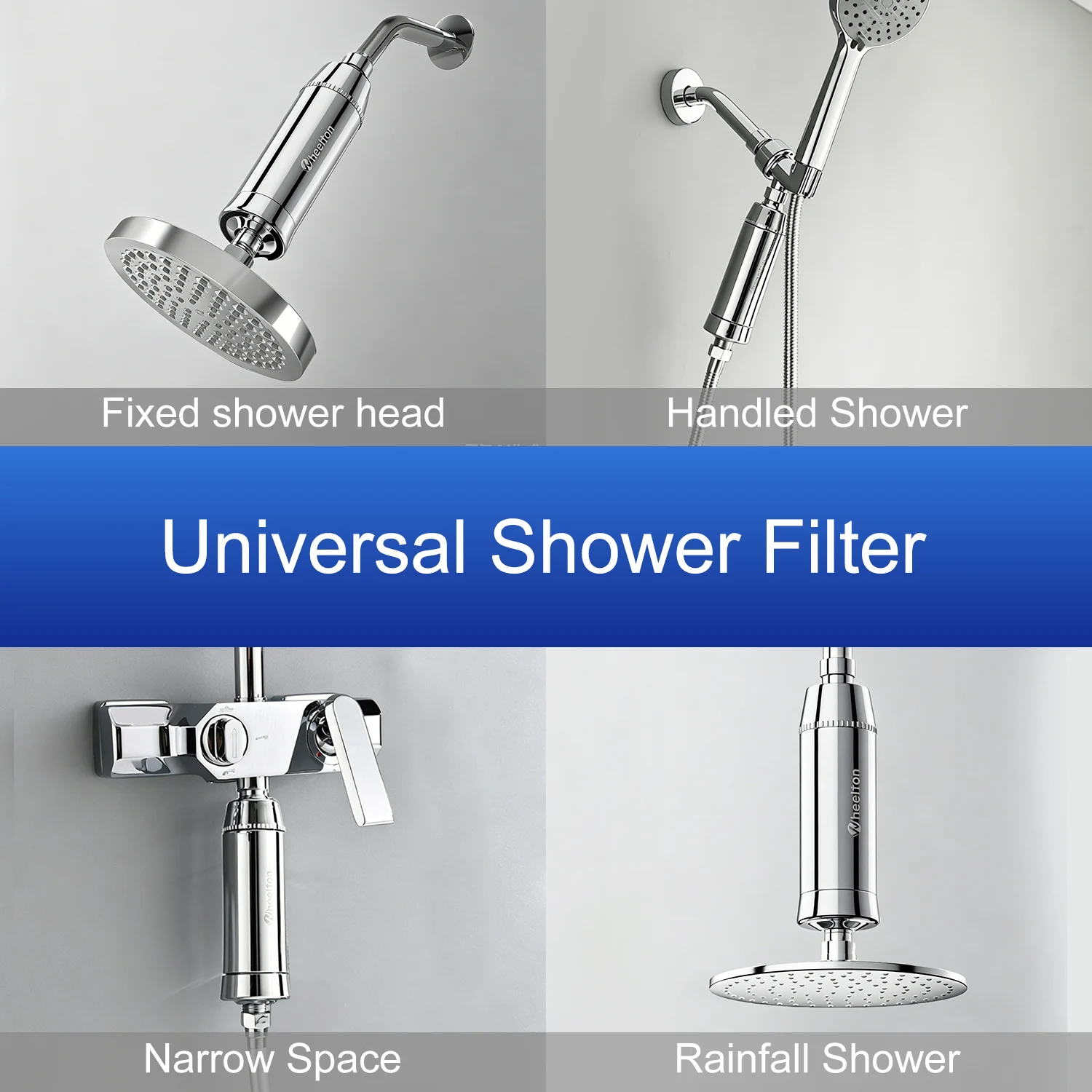 Wheelton SPA Bathing Remove Chlorine Water Filter Purifier Shower Filtration Soft Water Attach Extra 3 Cartridges