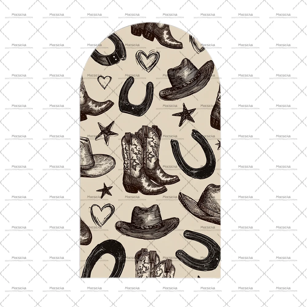 Cowboy Dreams Doodle Arch Backdrop Cover Photography Backdrop Board Birthday Party Home Decor Arch Shaped Backdrop