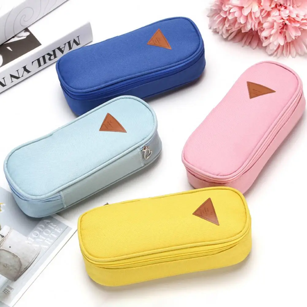 

Canvas Pencil Bag Minimalist School Student Pencil Case Stationery Pouch Children Pen Case Large Capacity Children Pencil Holder