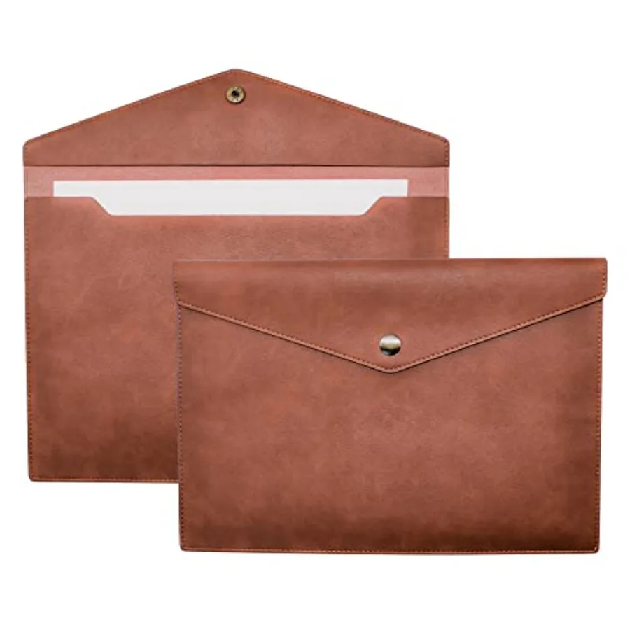 1 Pcs PU Leather File Folders A4 Document Holder File Envelope Waterproof Portfolio Filing File Organizer for Letter Size with