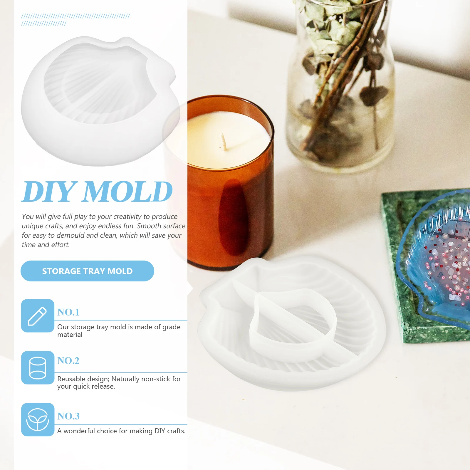 

Ocean Shell Silicone Diy Storage Tray Epoxy Resin Art Decor Crafts Plate Diy Mold Silicone Tray Mold