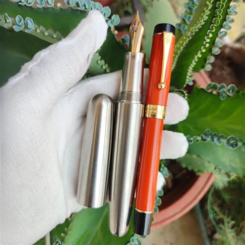 Hot Extra Large Titanium Metal Fountain Pen Jinhao #40 Big Size F 0.5mm Nib Leadership President Business Writing Office Gift