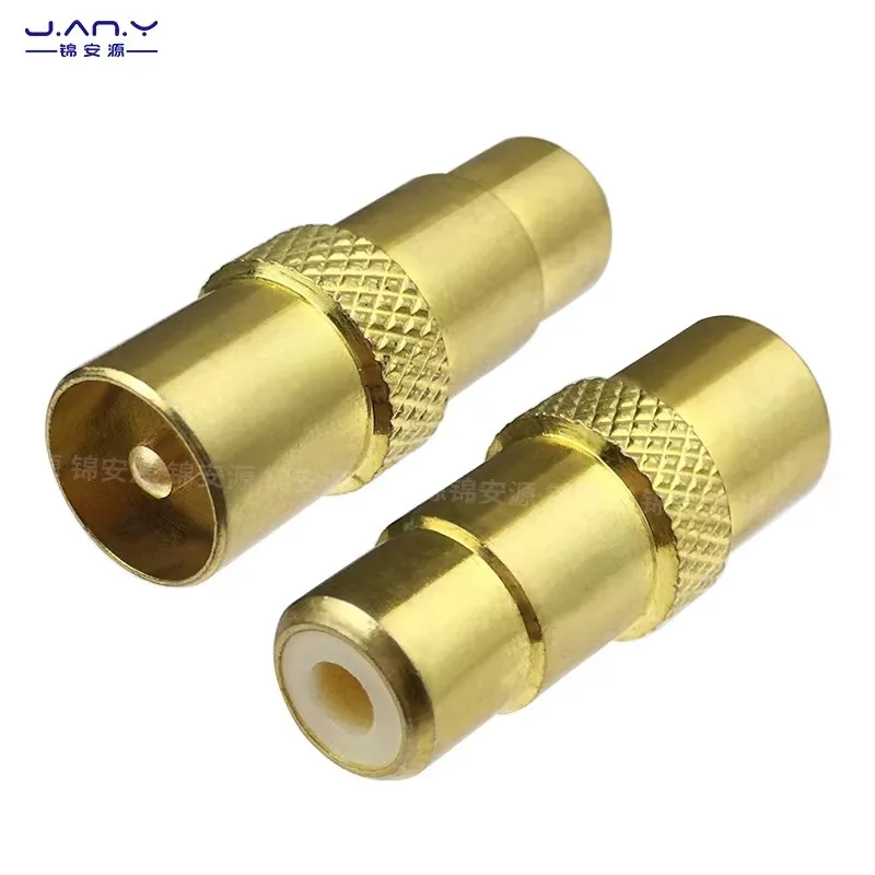 النحاس مطلي RCA أنثى تحويل 9.5TV كابل ذكر التلفزيون فك التشفير المكونات الدائرة المغلقة هوائي الترددات اللاسلكية الثورة AV لوتس أنثى