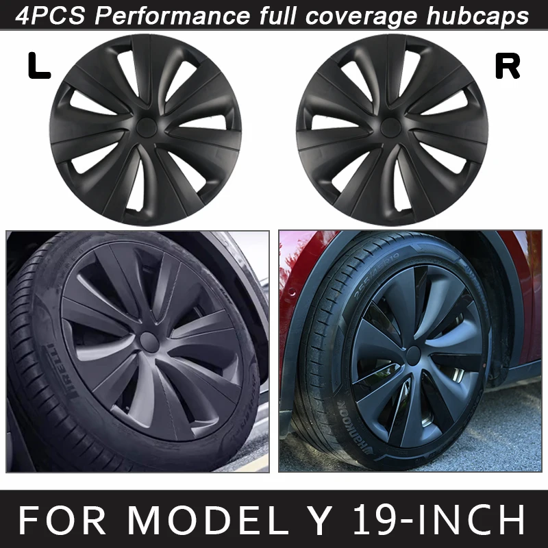 4PCS 19-Inch Hub Cap for Tesla Model Y Wheel Cap 2018-2024 Performance Replacement Automobile Hubcap Full Rim Cover Accessories