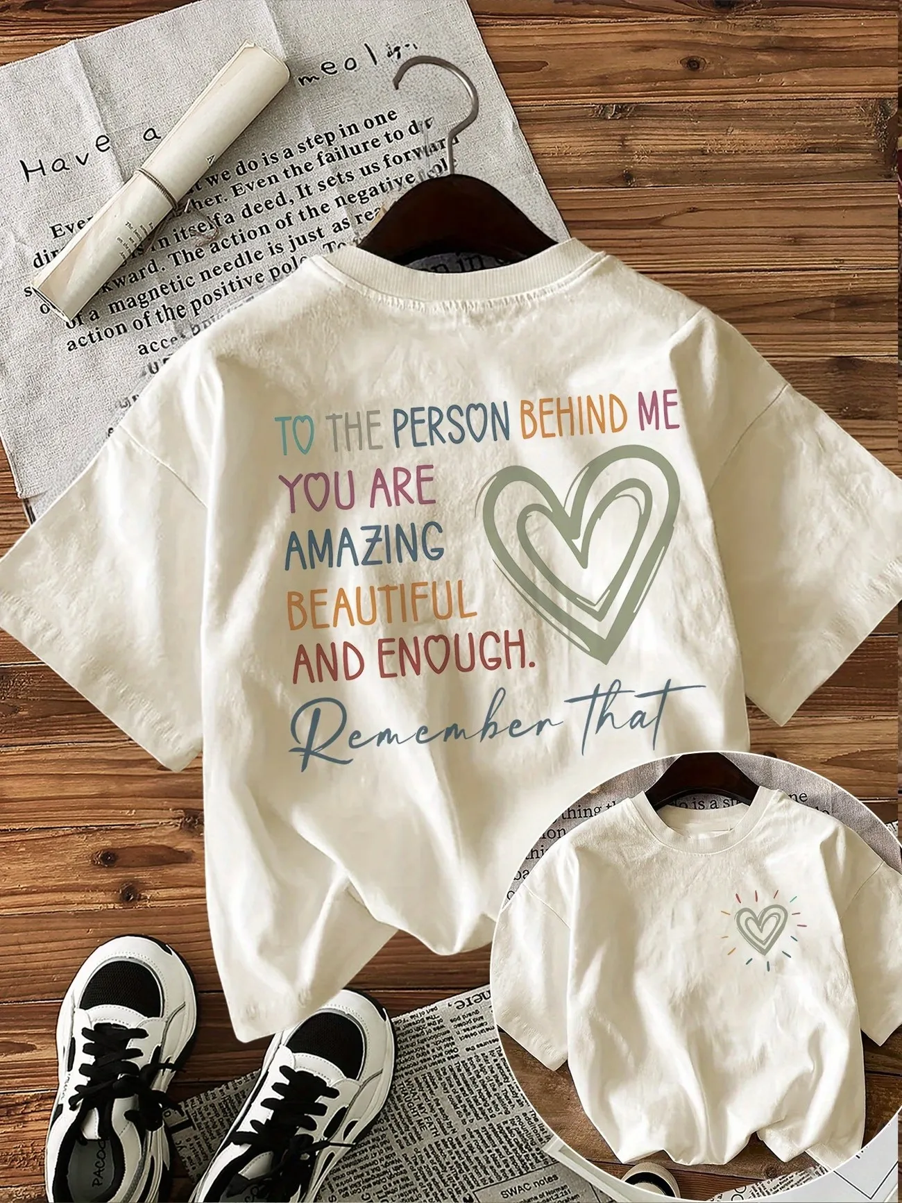 To The Person Behind Me Letter Print Cotton Women's T-shirt Casual Loose Short Sleeve Street Summer Round Neck T-shirt Y2K