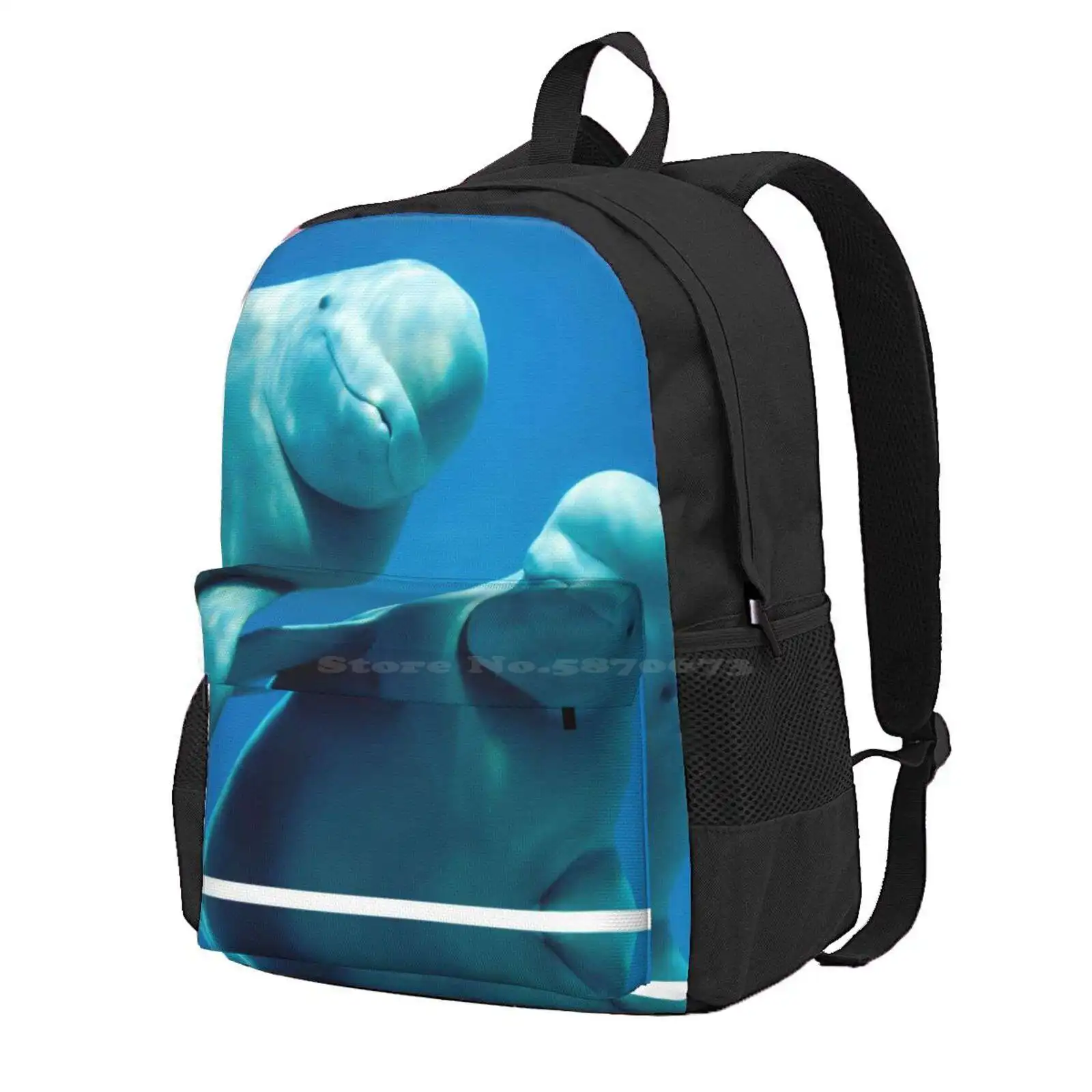 

Beluga Whales Hot Sale Schoolbag Backpack Fashion Bags Marineland Marine Land Canada Water Ocean Beluga Whale White Whale