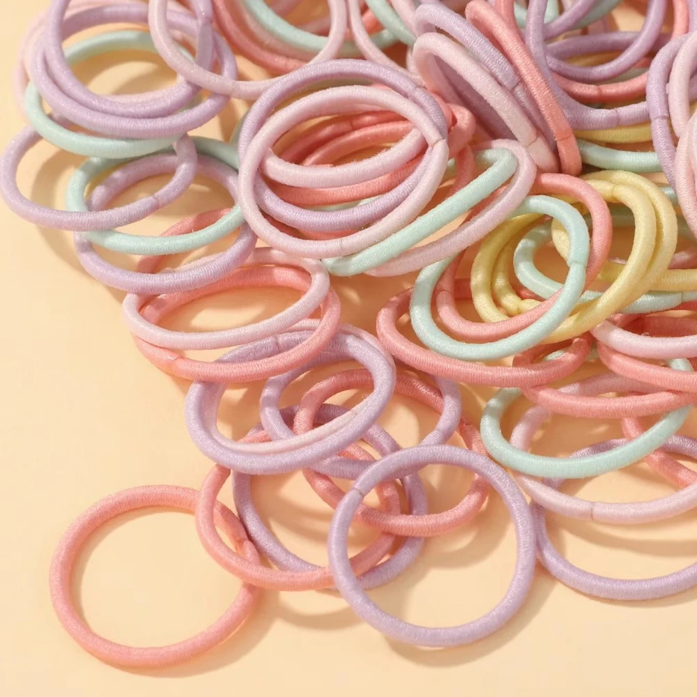 100 Pcs/Lot 2cm Hair Ties Gum Colorful Nylon Rubber Band Rope Doll Hair Accessories Black Elastic Hair Bands for Baby Girls Gift