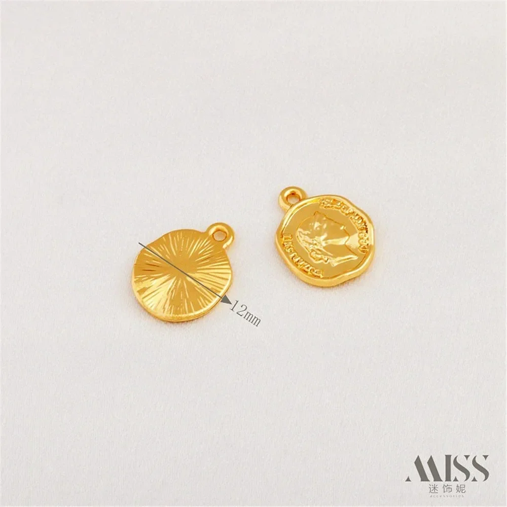 

14K Package Real Gold European and American Love Head Pendant Round Pendant Diy Handmade Chain Jewelry Accessories