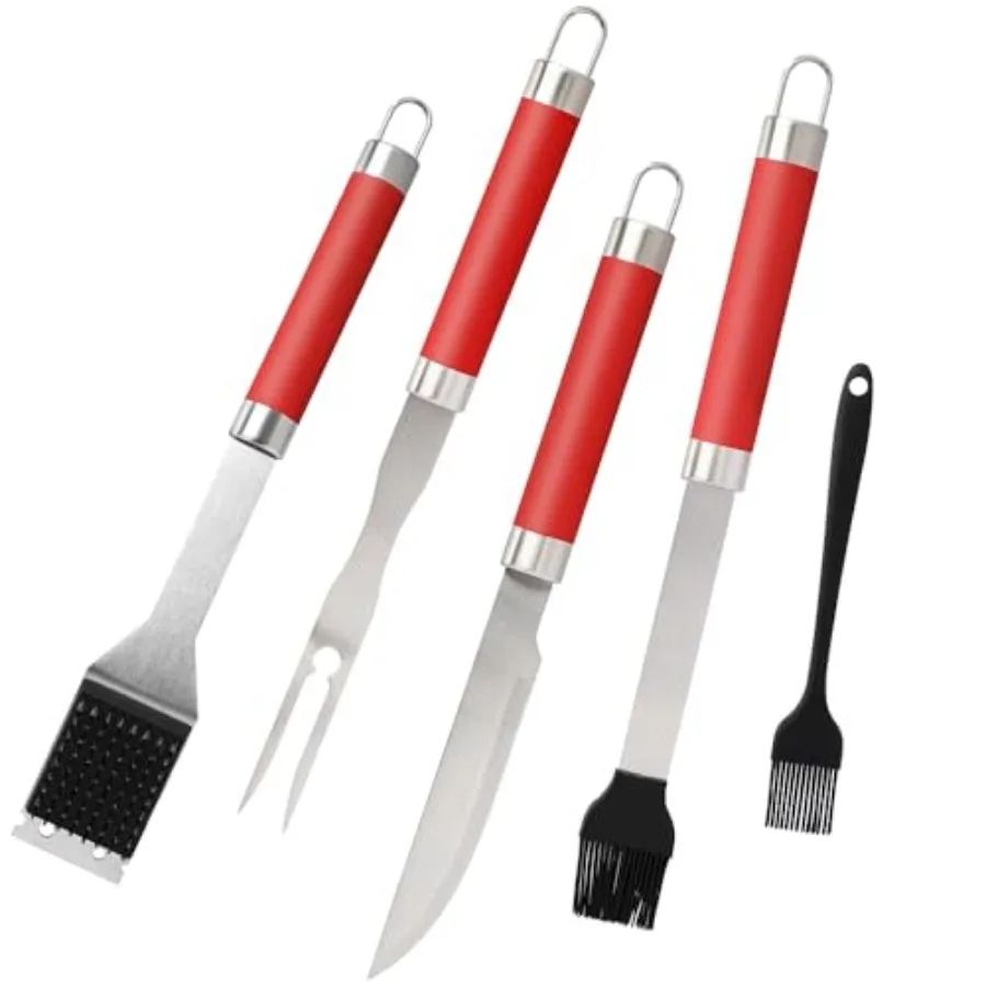 

Dr. Camp 5 Piece Grill Accessories Grill Tools Set Heavy Duty Stainless Steel Grilling Accessories for Outdoor Grill BBQ Utensi