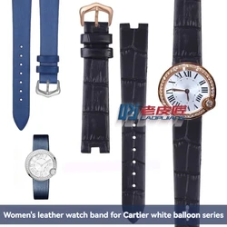 For Cartier white balloon W4BL0003 WJBL0006 Women's Concave Cowhide Strap Silk Watchband Notch Wristband 16mm Blue Black Red