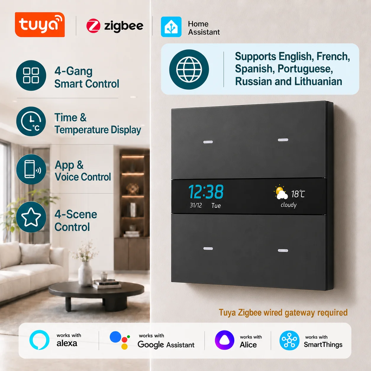 Home Assistant Tuya - Smart Switch Tuya Zigbee Home Assistant