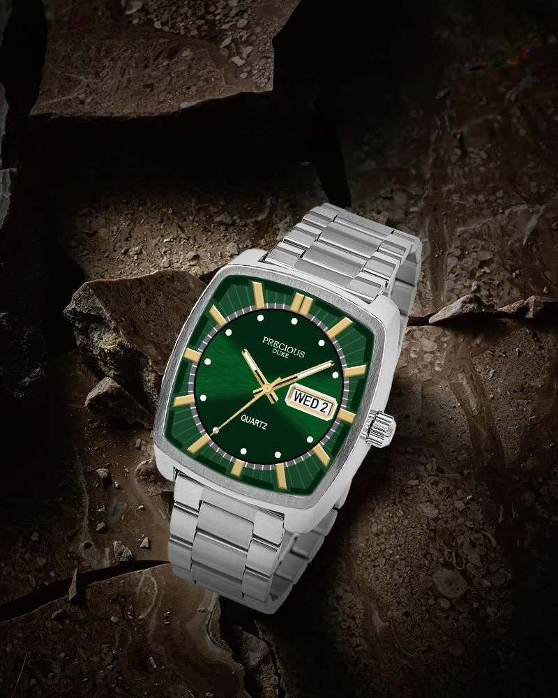 Men's Luxury Brand Tonneau Watch Classic Luminous Calendar Waterproof Steel Strap Quartz Watch for Men Relogio Masculino