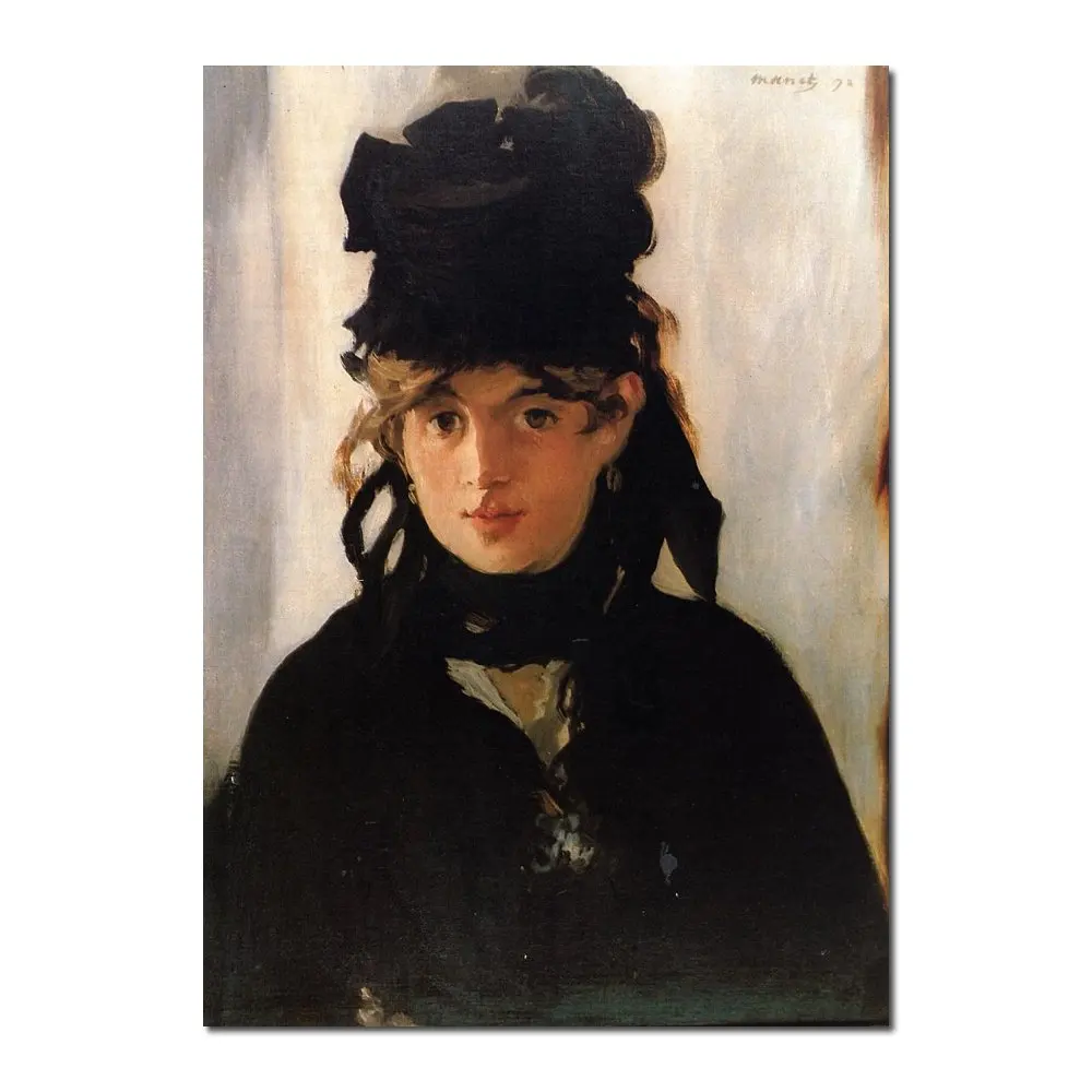 

Classic Portrait Canvas Art Berthe Morisot Edouard Manet Painting Handmade Modern Woman Artwork for Bathroom Bedroom Decor Gift