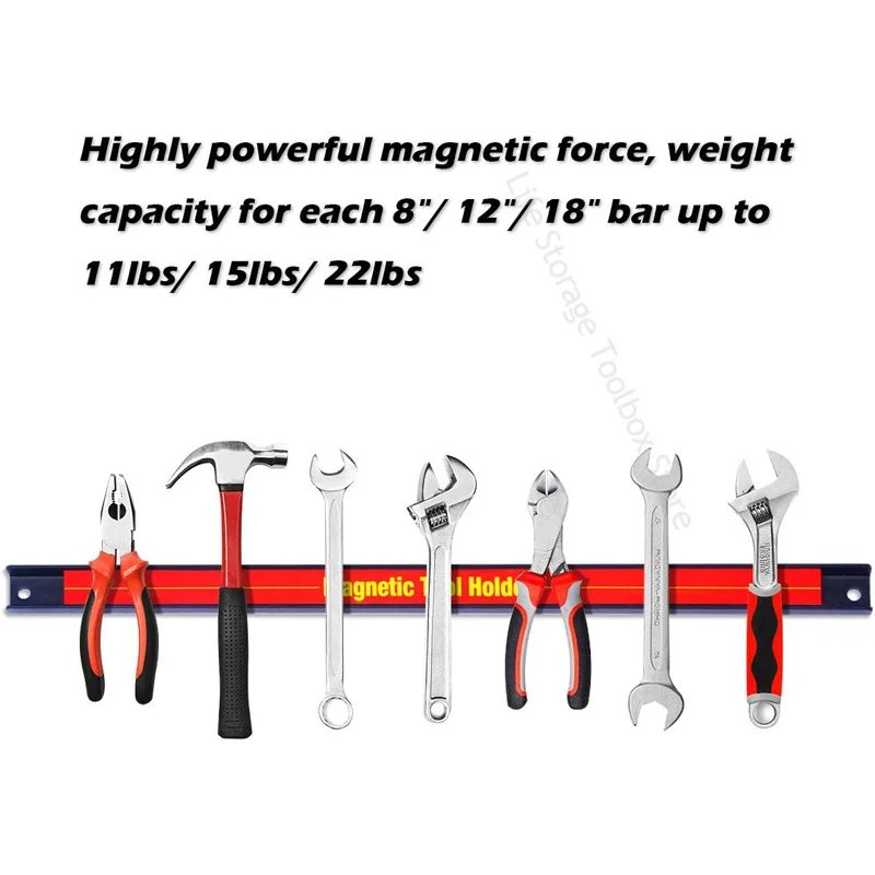 Imagem -05 - Suporte de Ferramentas Magnético para Armazenamento Heavy-duty Magnet Bar Strip Rackwrench Tool Cabinet Wall Mounted Tool Bar Strip For Tool Organizer