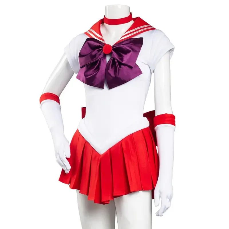

a7d@Women Hino Rei Cosplay Anime Sailor Mars Dress Costume Girls Role Play Skirts Headgear Clothing Female Clothes Halloween Sui