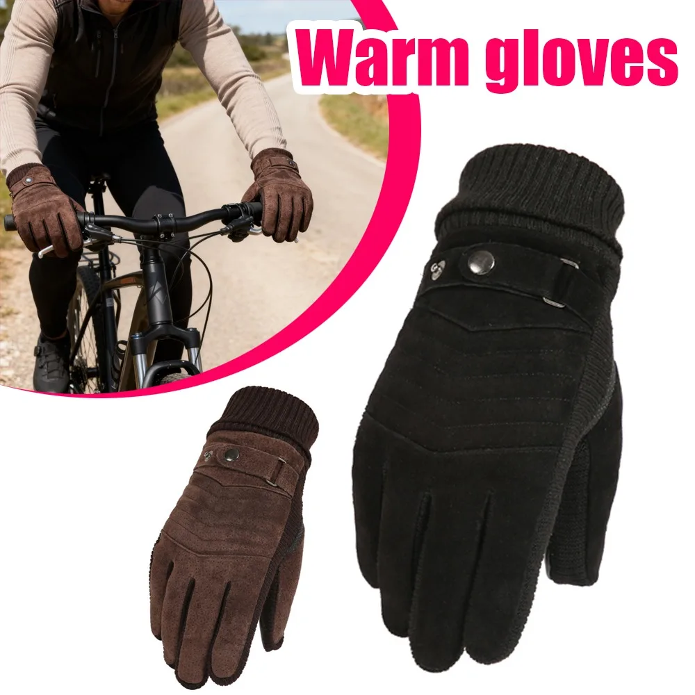 

Windproof Mens Gloves 1 Pair Winter Warm Touchscreen Fleece Lining Thickened Waterproof Non Slip for Cold Protection