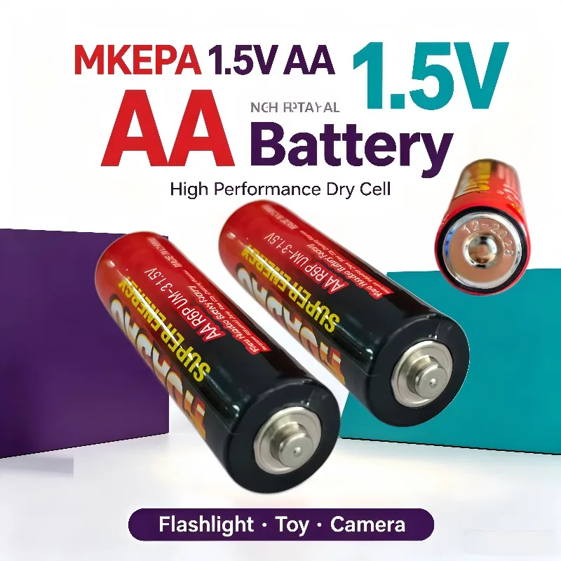 MKEPA Alkaline AA 1.5V Dry Battery, Disposable Cell for Camera, Flashlight, Razor, CD Player & Toy