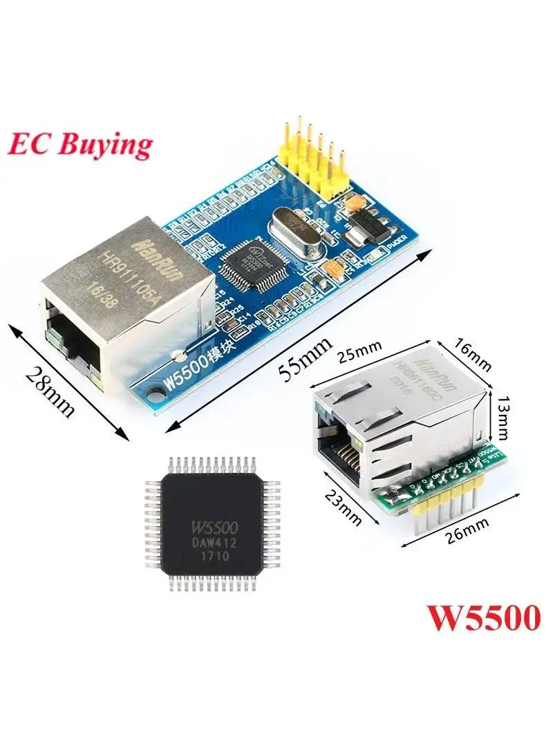 1-5 szt. Moduł konwertera SPI na LAN Ethernet W5500 USR-ES1 TCP IP 51 STM32 Mikrokontroler WIZ820io RC5 W5100 dla Arduino — zdjęcie 2