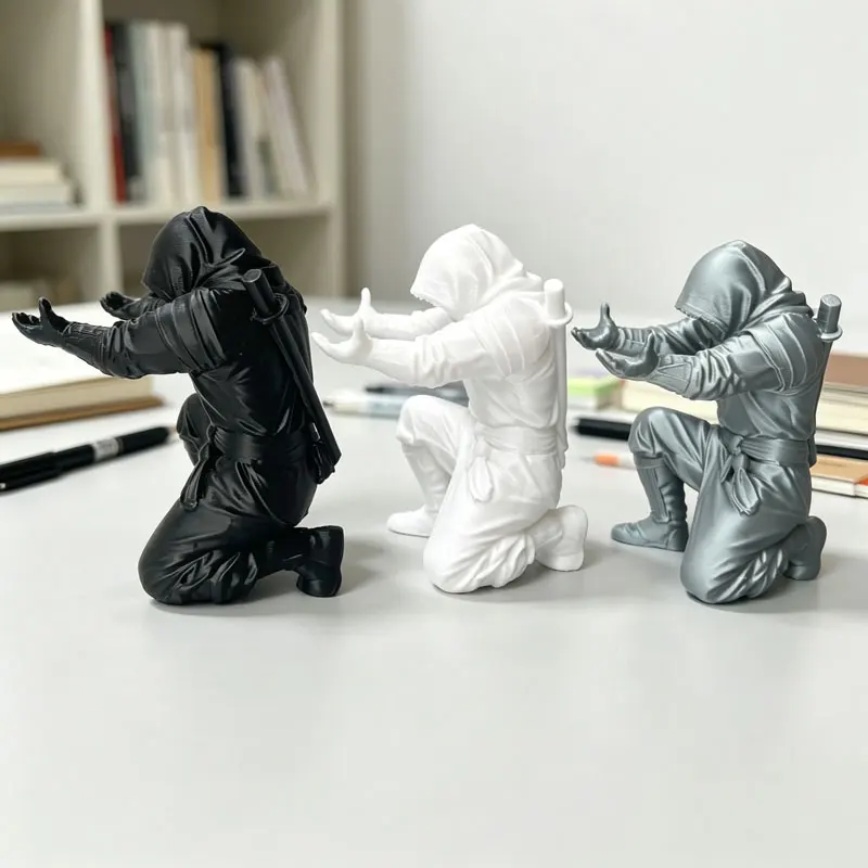 Desktop Ninja Pen Holder - 3D Printed Cool Ninja Mini Statue, Desk Decoration, Creative Office Stationery Display Gift