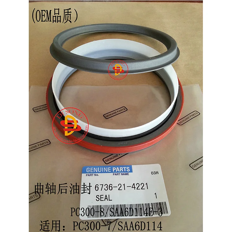 

4PCS 6736-21-4221 crankshaft rear oil seal 6742-02-1110 crankshaft front oil seal S6D114 excavator accessories
