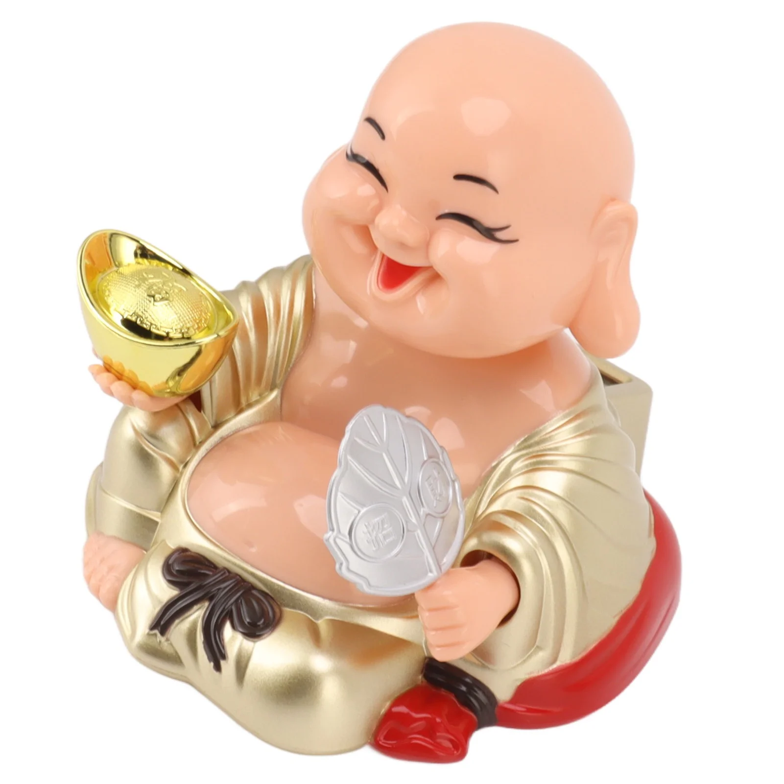 D5 Home Solar Powered Laughing Buddha Ornament Automatic Nodding Smiling Buddha Decoration for Car Home Decor Halloween Items
