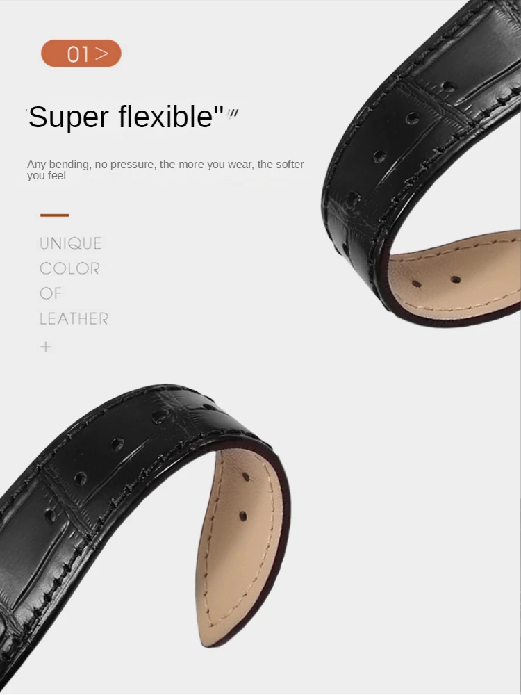 Genuine Leather  Watchband for CK Tissot Omega Rolex Tudor Casio Men's Watch Black Red Blue Watch Strap 18mm 20mm 22mm