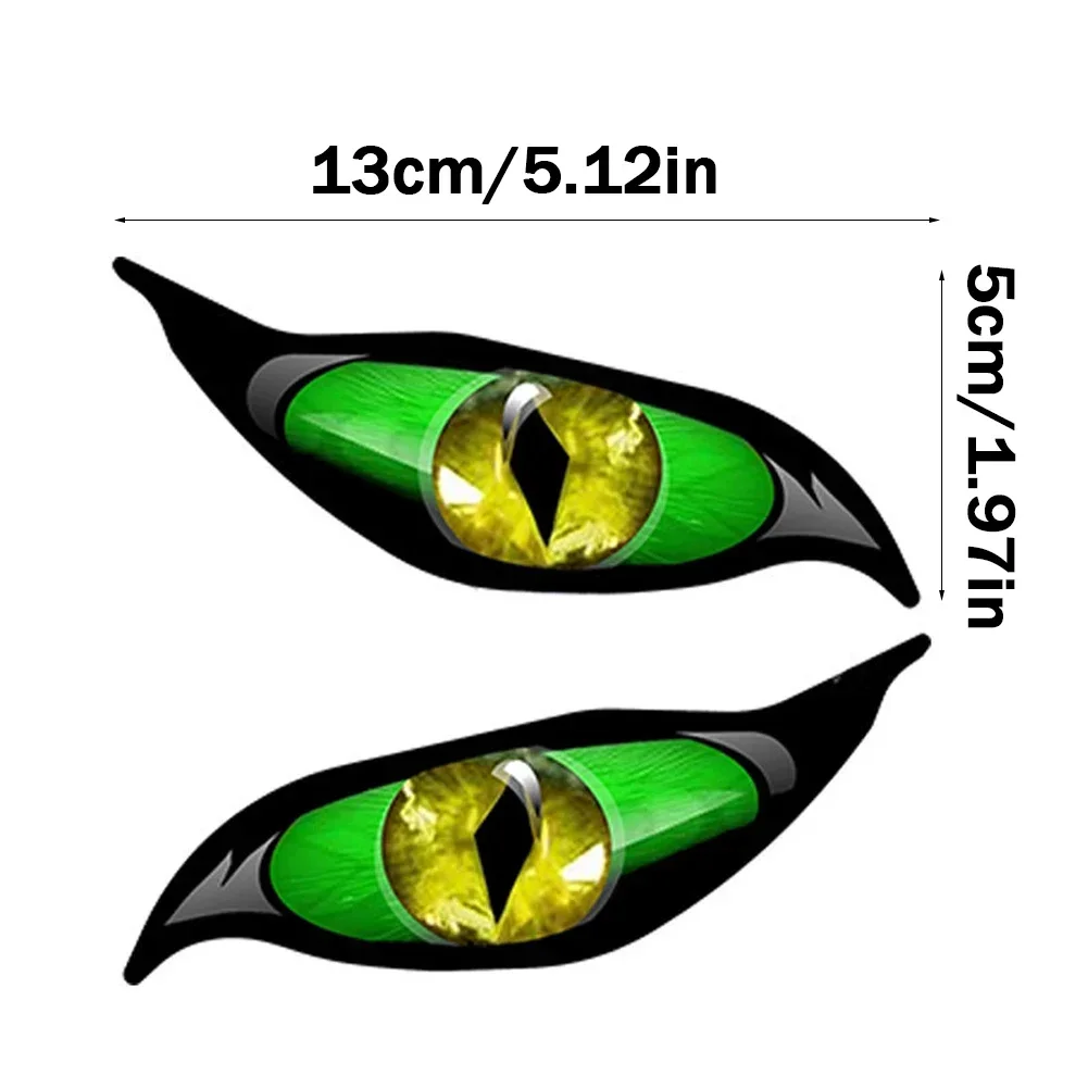 1Pair Cool Demon Eye Vinyl Stickers, Waterproof Self‑Adhesive Decals for Motorcycle Headlights Car Taillights Decor
