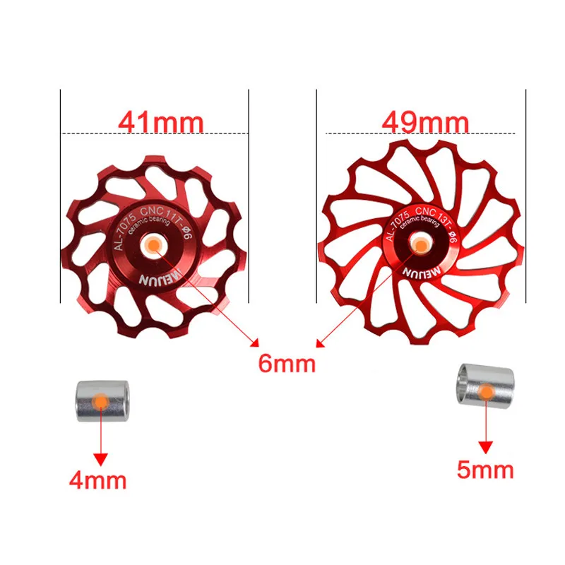 MTB Road Bike Ceramic Pulley 7005 Aluminum Alloy Rear Derailleur 11T 13T Guide Cycling Ceramics Bearing Jockey Wheel 1pcs