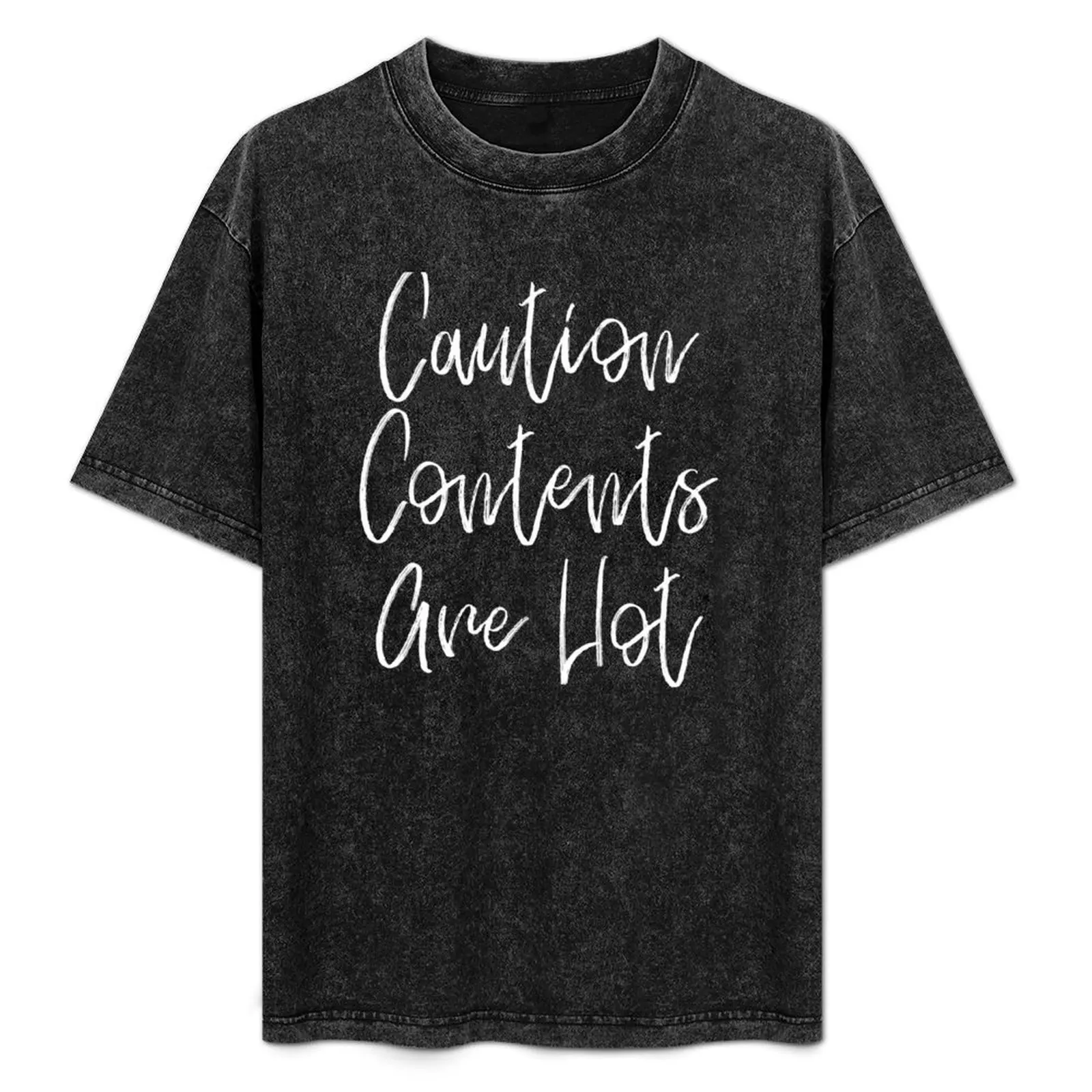 

2025 Funny Shirts,Caution Contents Are Hot, By DAM Creative T-Shirt Blacks Man Clothes Slim Fit T Shirts for Men