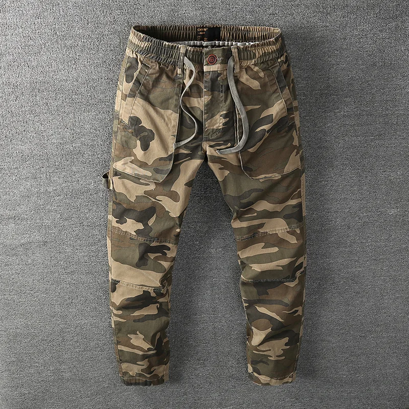 New Cotton teen straight men's casual pants fall camouflage work pants men loose sports pants