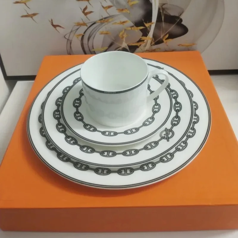 

New Coffee Cup Household Bone China Cup and Plate Four Piece Set European Dinner Plate Set Steak Plate Salad Plates