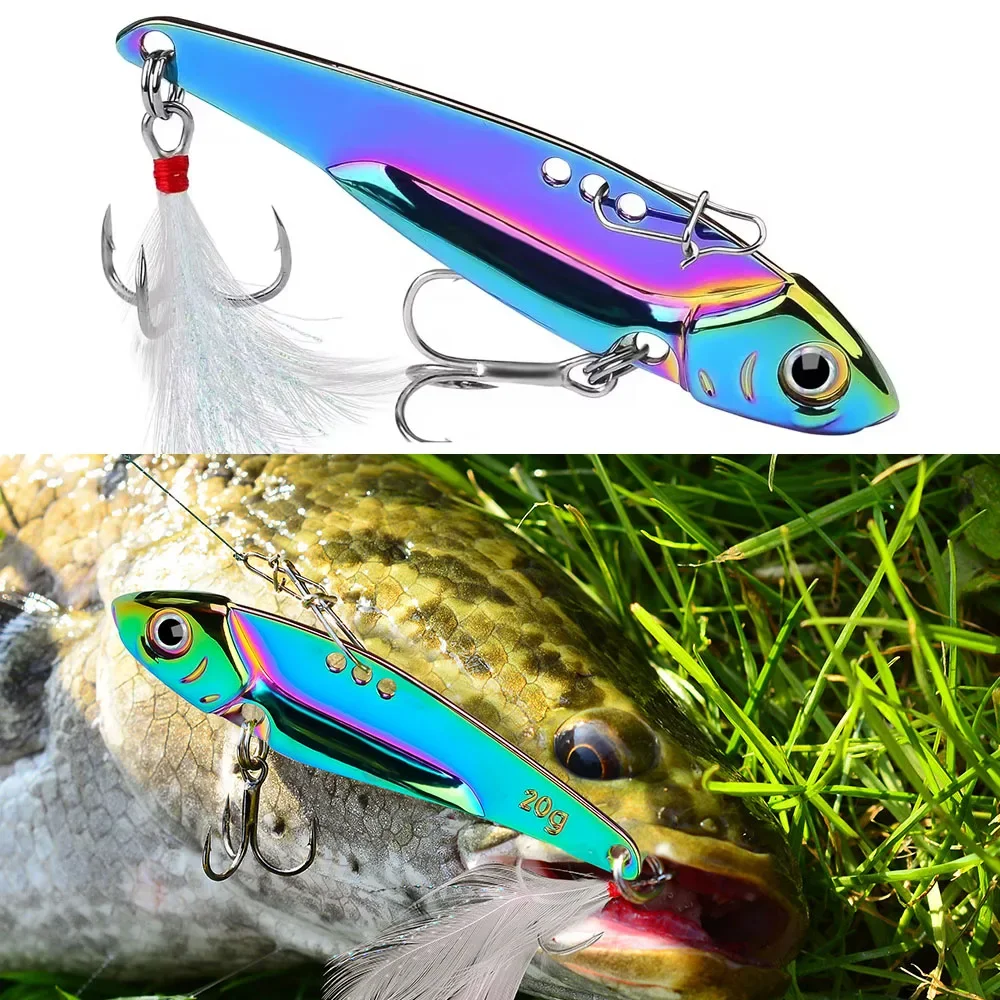 KNCONAN VIB Fishing Lure 15g 20g Metal Jig Sinking Blade Hook Spinner Spoon Cast VIBRATION Carbon Steel Tackle Hard Bait Bass