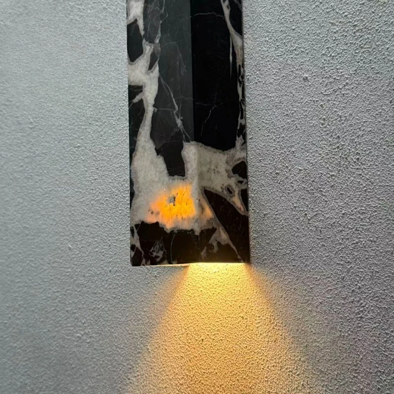 

Modern Italian Style Minimalist Natural Marble Wall Sconce Long Design Light for Bedroom Bedside Hallway Corridor