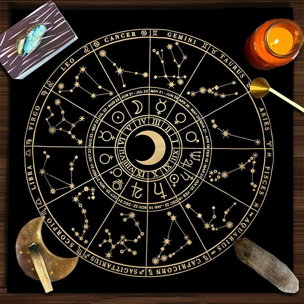Magic Circle Flocked Square Tablecloth, Student Dorm, Bedroom Rental Photo Backdrop, Card Game Tablecloth.