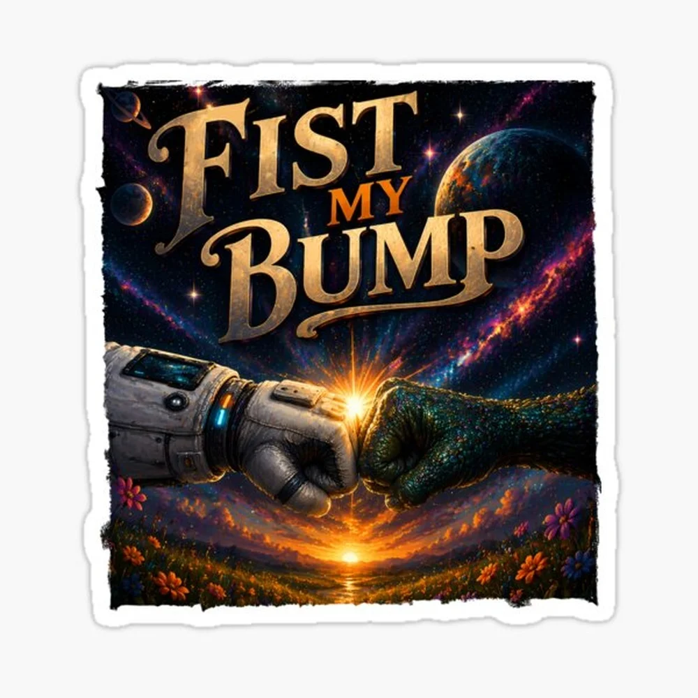 Fist My Bump Sticker for Laptop Decor Bedroom Car Cute Cartoon Art Fashionable Public Suitcase