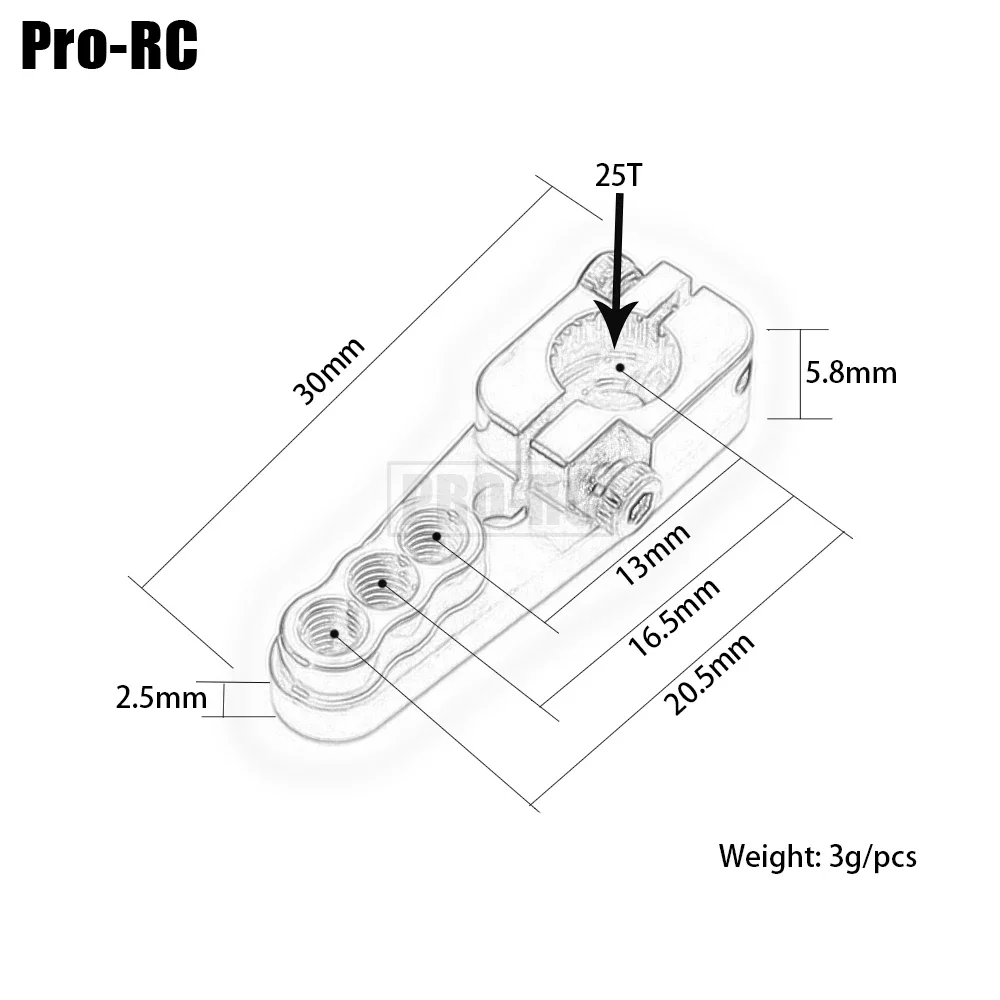 RC 1/10 크롤러 자동차 Futaba E-MAXX MG995 MG996 SCX10 D90 D110 용 1Pcs 30MM 25T 금속 서보 암 혼 로커