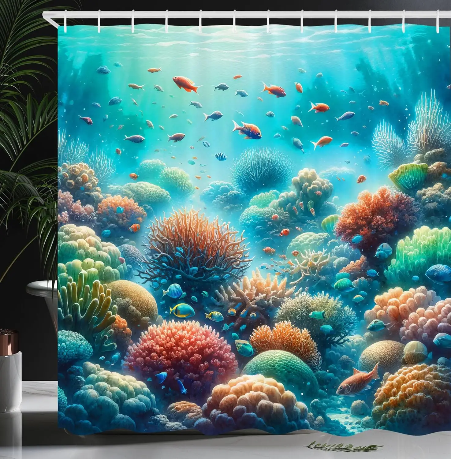 

Ambesonne Coastal Underwater Coral Reef Fish Ocean Life Shower Curtain Vibrant Marine Theme Bathroom Decor Turquoise Salmon