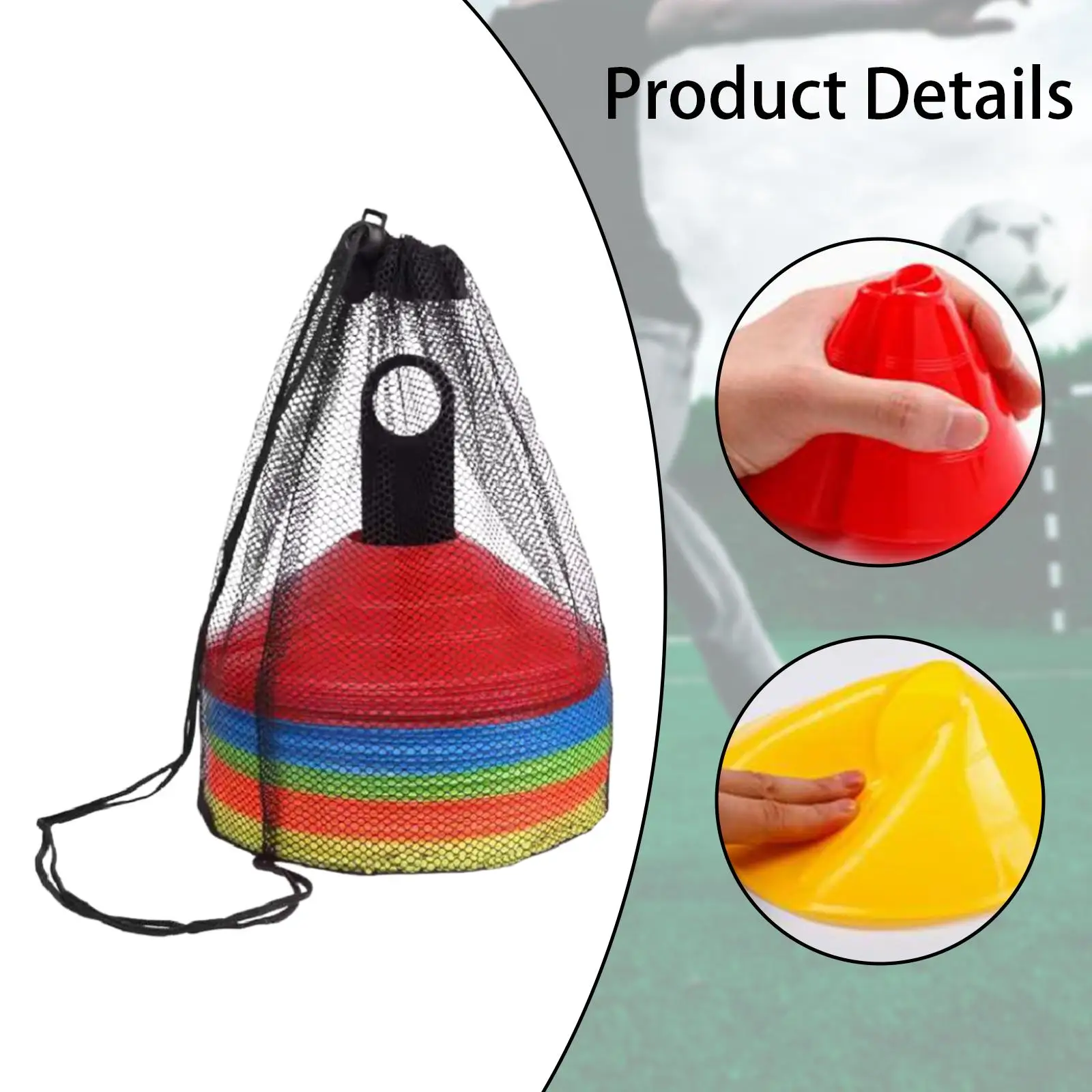 30 Pieces Agility Soccer Cones Field Court Markers with Mesh Bag and Bracket Spots Markers Soccer Disc Cones for Skating