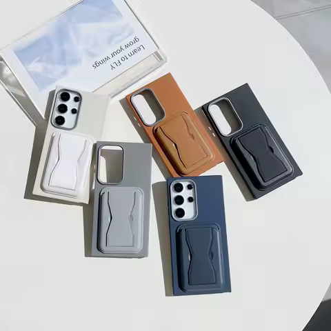 S25 Case Leather Skin Cards Slot Wallet Soft TPU Cover For Samsung Galaxy S24 Plus S23 FE S22 Ultra S21 S20 Note 20 Stand Capa