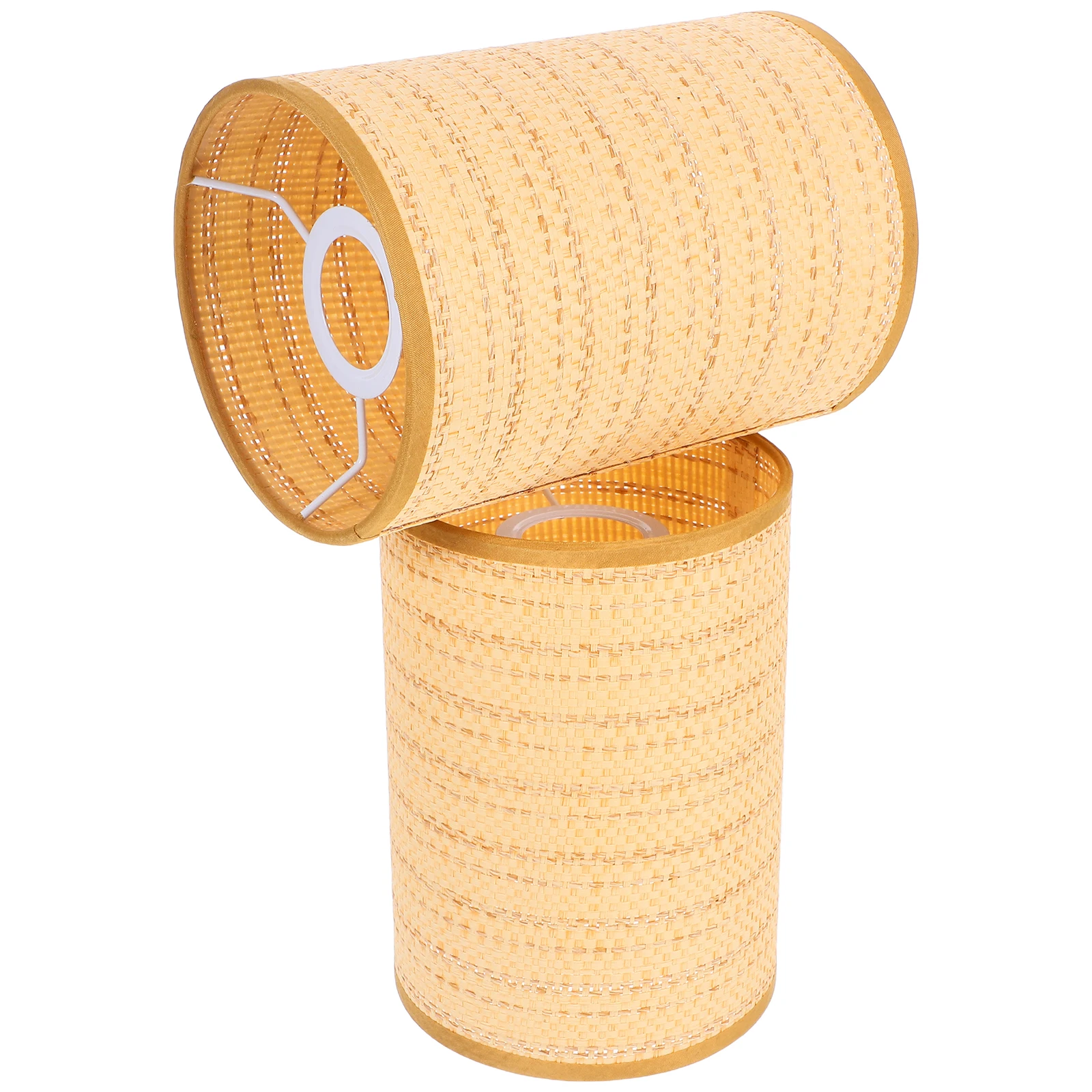 

2Pcs Rattan Lamp Shades Woven Long Drum Table Floor Lampshades for E14 E27 Sockets Bohemian Rustic Bedroom Decor