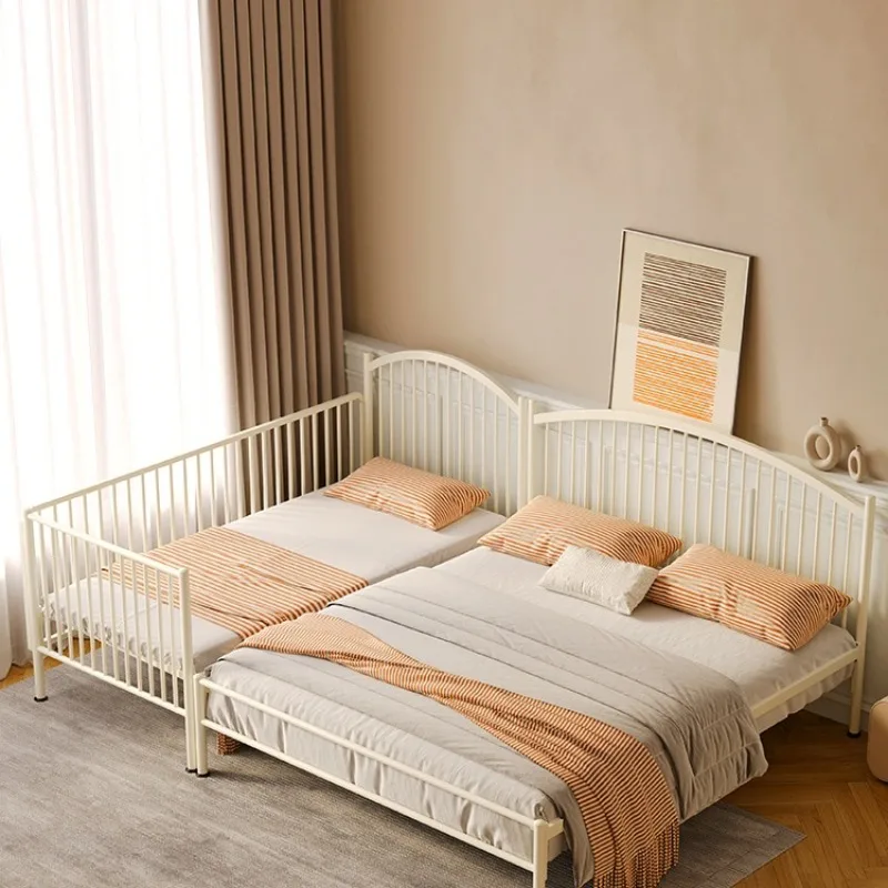 Furniture wrought iron splicing wrought iron bed with guardrail widened splicing escort elevated bed frame