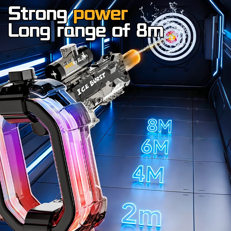 2026 Large Capacity Water Gun Toy Guns Pistol Burst Electric Watergun with Cool Light 8M Long Range Outdoor Pool Beach Play Toys 3