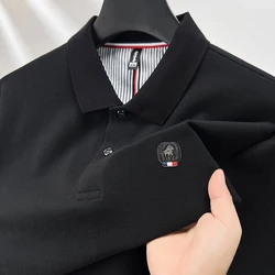 100% pure cotton long sleeved men's polo shirt autumn new item customized pony embossed technology fashionable casual T-shirt