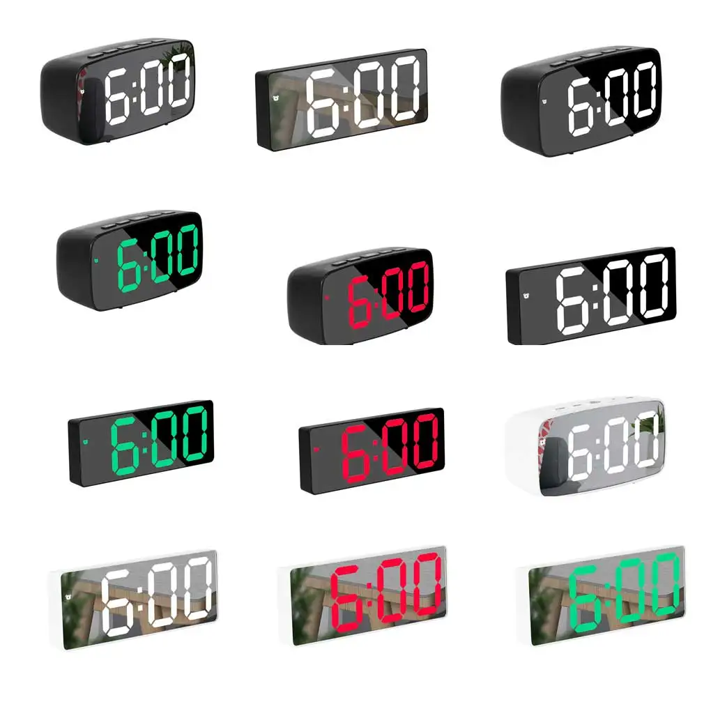 Alarm Clock Digital Bedroom Temperature Display Thermometer Voice Control Snooze Adjustable Portable Calendar  Type 2